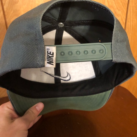 VTG Nike Swoosh Snapback Hat Cap OSFA Olive Green - Picture 2 of 4